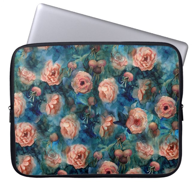 Capa Para Notebook Rosas Sensível Padrão Sem Costura (Frente)
