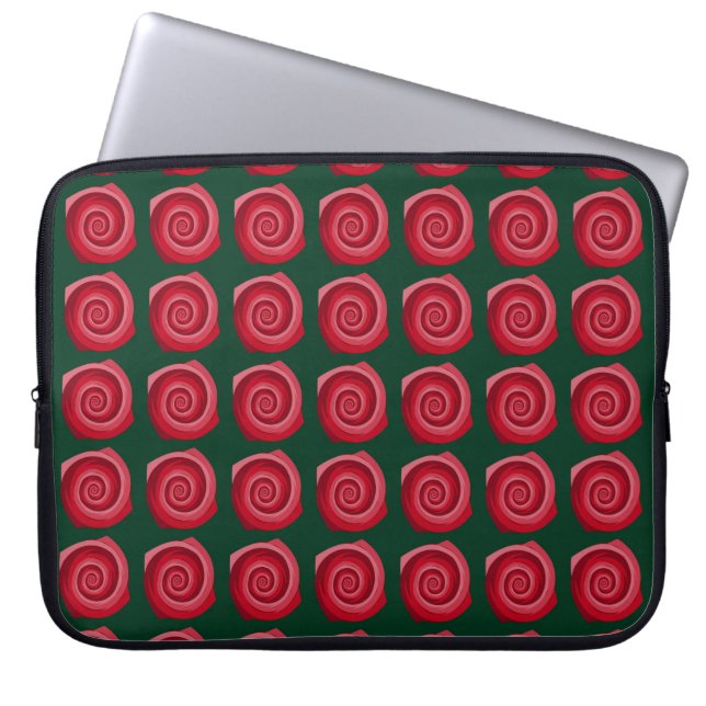 Capa Para Notebook Rosas vermelhas em um plano de fundo verde abstrat (Frente)