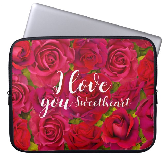 Capa Para Notebook Rosas Vermelhas Eu Te Amo Nome (Frente)