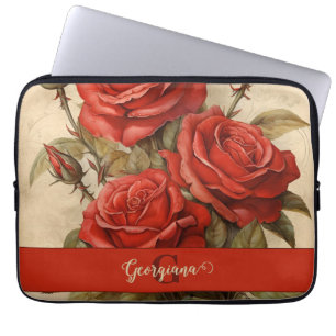 Capa Para Notebook Rosas vermelhas Florais Personalizadas Vintage Wat