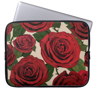 Capa Para Notebook Rosas vermelhas: Fundo Floral Ininterrupto