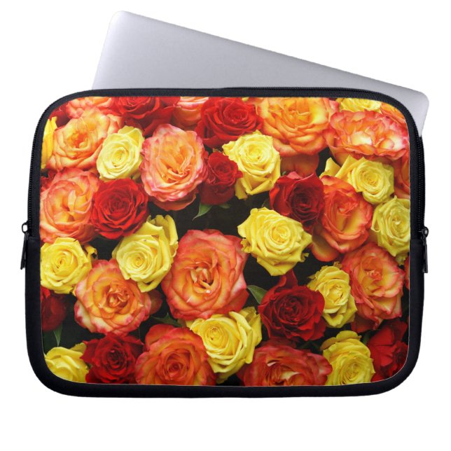 Capa Para Notebook Rosas vermelhas, laranja e amarelas 10" (Frente)