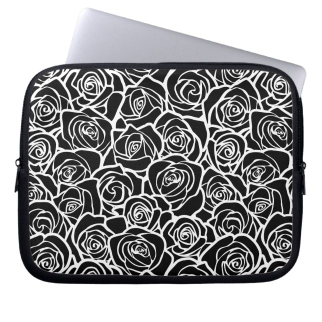 Capa Para Notebook Roseiras brancas, pretas e pretas, da linhagem bra (Frente)