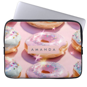 Capa Para Notebook Rosquinha Personalizada Rosa Pastel Brilho