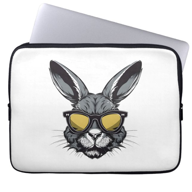 Capa Para Notebook Rosto Coelhinho Com Óculos De Sol Dia De Páscoa Pa (Frente)