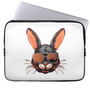 Capa Para Notebook Rosto Coelhinho Com Óculos De Sol Dia De Páscoa Pa