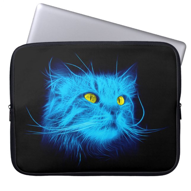 Capa Para Notebook Rosto de Gato Azul (Frente)