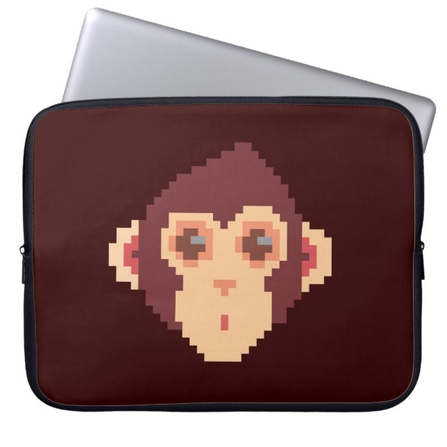 Capa Para Notebook Rosto de macaco pixelado fofo (Frente)