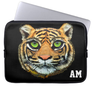 Capa Para Notebook Rosto de tigre selvagem em monograma preto