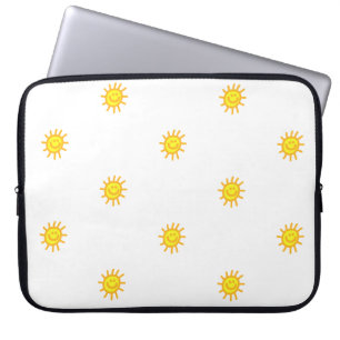 Capa Para Notebook Rosto Feliz e Bonito Sol Padrão Sol Branco Amarelo