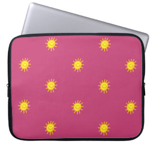 Capa Para Notebook Rosto Feliz Fofo Sol Raio Padrão Rosa Menina