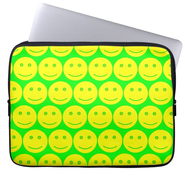 Capa Para Notebook Rostos Amarelos E Neon Verdes (Frente)