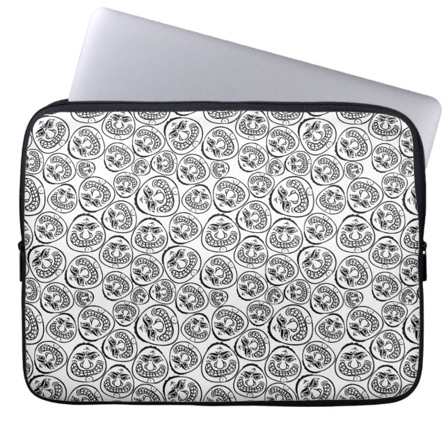Capa Para Notebook Rostos Caprichosos: Desenho Animado Preto e Branco (Frente)
