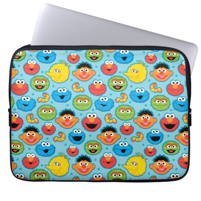 Capa Para Notebook Rostos da Rua Sesame em Azul (Frente)