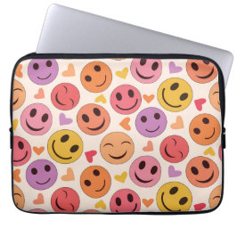 Capa Para Notebook Rostos felizes sorridentes coloridos com padrão de