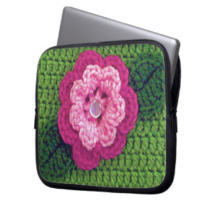 Capa Para Notebook Rosy Flower Artisan Crochet Impressão Eletrônicos