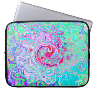Capa Para Notebook Rotação Abstrato do Groovy rosa e verde