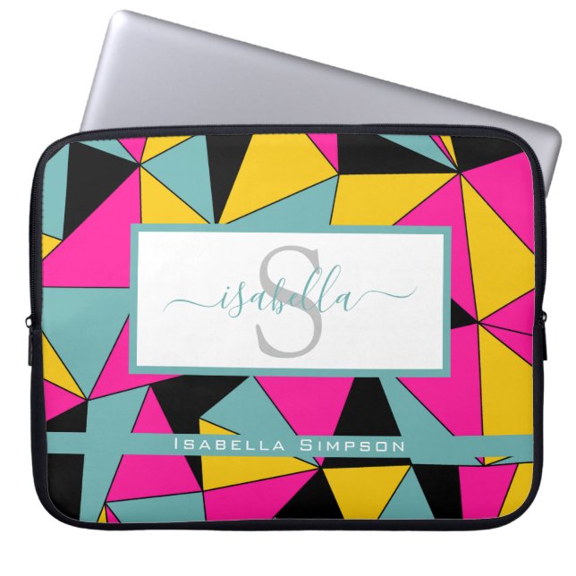 Capa Para Notebook Roteiro Monogramado Azul Rosa Preto Amarelo Padrão (Frente)