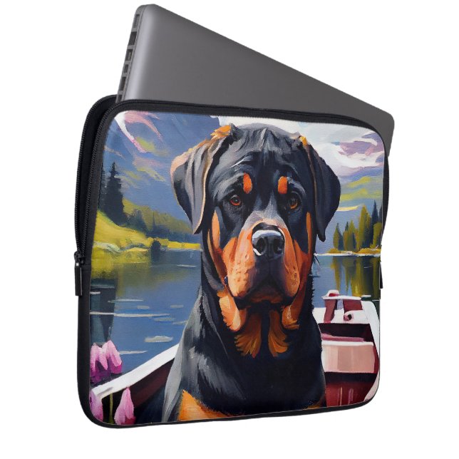 Capa Para Notebook Rottweiler em um remo: Uma aventura cênica (Frente Esquerda)