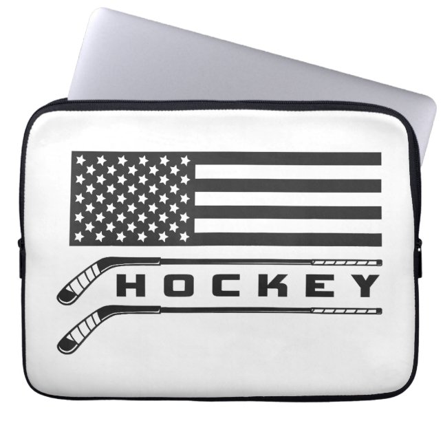 Capa Para Notebook Roupa de Hóquei na Bandeira Americana (Frente)
