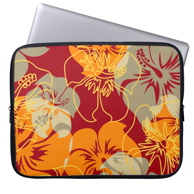 Capa Para Notebook Roupa de mergulho havaiano do neopreno do hibiscus (Frente)