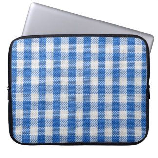 Capa Para Notebook Roupas de jantar revestidas de cor azul-branca.