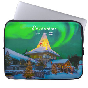 Capa Para Notebook Rovaniemi, Finlândia - Magia Aurora 