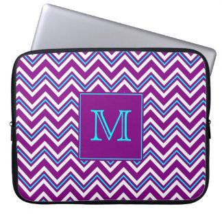 Capa Para Notebook Roxo do monograma e bolsa de laptop de Chevron do