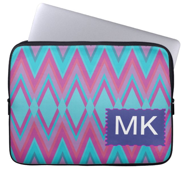 Capa Para Notebook Roxo e Aqua Tribal (Frente)
