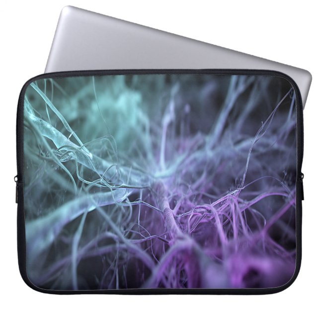 Capa Para Notebook Roxo Teal Escuro Abstrato Rede de Micélio (Frente)