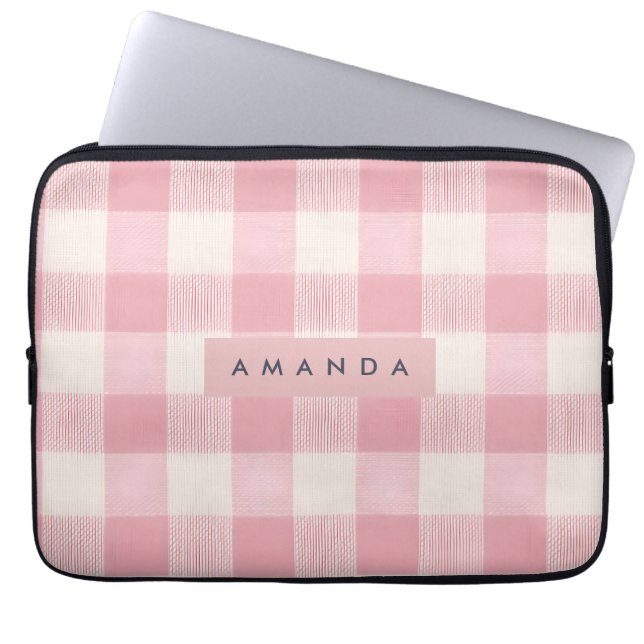 Capa Para Notebook Roxo Xadrez Rosa Pastel Personalizado (Frente)
