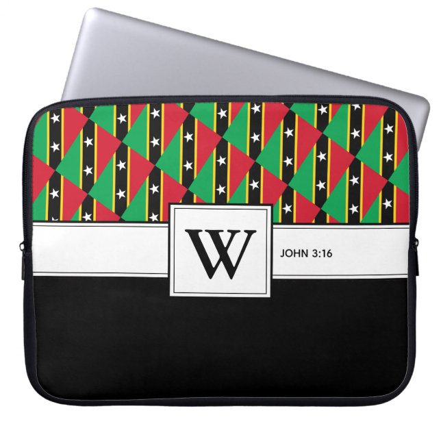 Capa Para Notebook RUA KITTS NEVIS Laptop de Escritura Cristã Monogra (Frente)