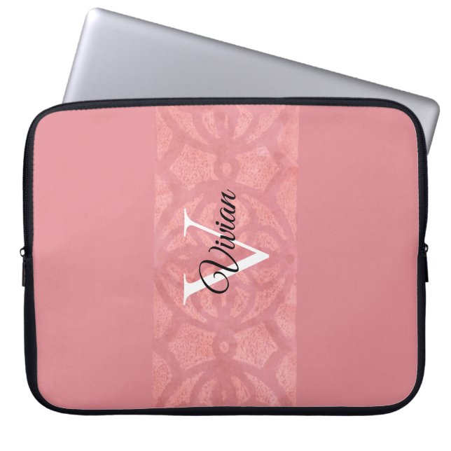 Capa Para Notebook Ruddy Pink Batik Name Monogrammed (Frente)