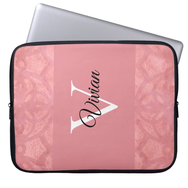 Capa Para Notebook Ruddy Pink Batik Name Monogrammed (Frente)