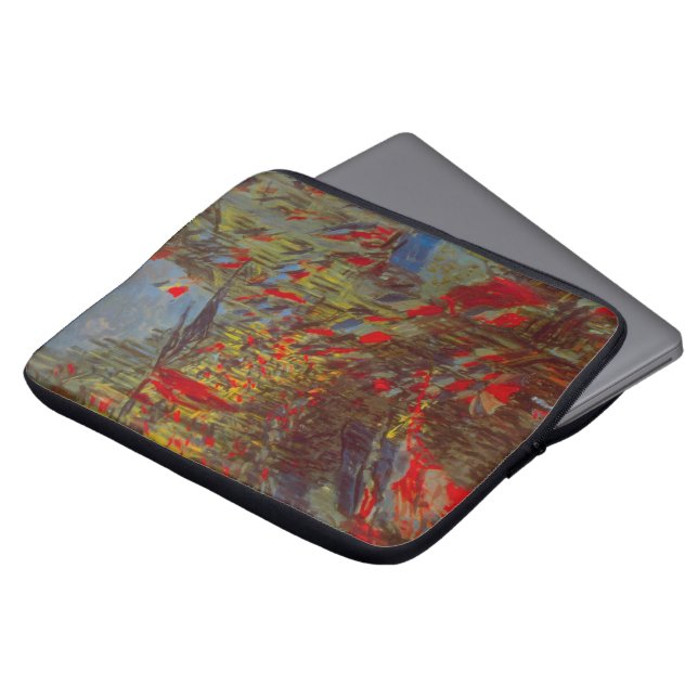 Capa Para Notebook Rue Montorgueil com Bandeiras de Claude Monet (Frente Topo)