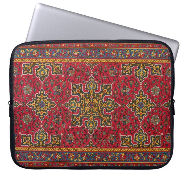 Capa Para Notebook Rug Persa Vermelho e Dourado (Frente)