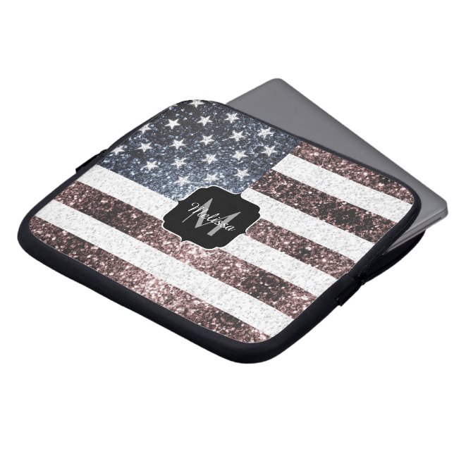 Capa Para Notebook Russo Red White Blue Sparkles Estados Unidos bande (Frente Topo)