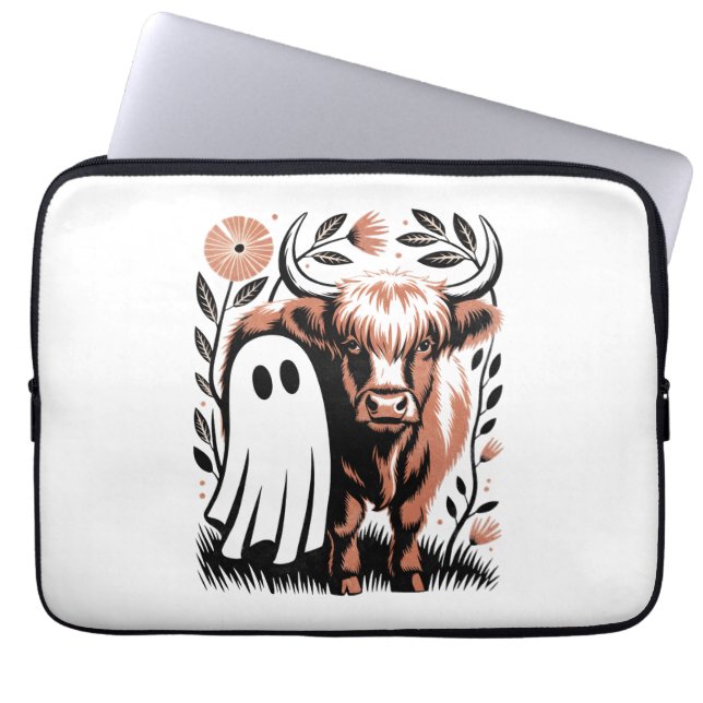 Capa Para Notebook Russo Vaca Highland Ghost Halloween (Frente)