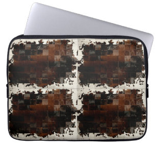 Capa Para Notebook Rustic Brown Patchwork Cowhide