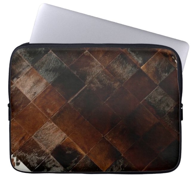 Capa Para Notebook Rustic Brown Patchwork Cowhide (Frente)
