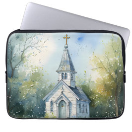 Capa Para Notebook Rustic Church Path in Wildflower Meadow