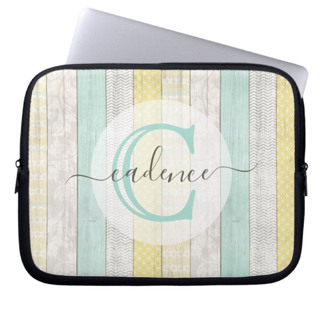 Capa Para Notebook Rustic Mint & Yellow Boho Geo Modern Personalizado (Frente)