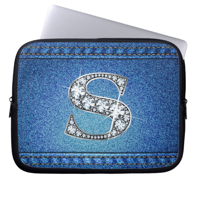 Capa Para Notebook S "Diamond" Denim Stitting Eletrônicos Bag (Frente)