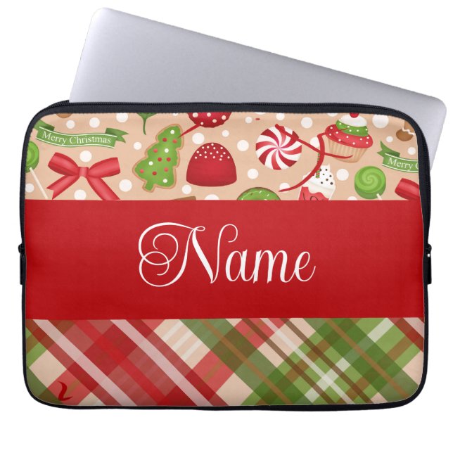Capa Para Notebook Sabões de Natal e design personalizada xadrez de (Frente)