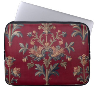 Capa Para Notebook Sac broderie medievale fleurie en rouge bordeaux
