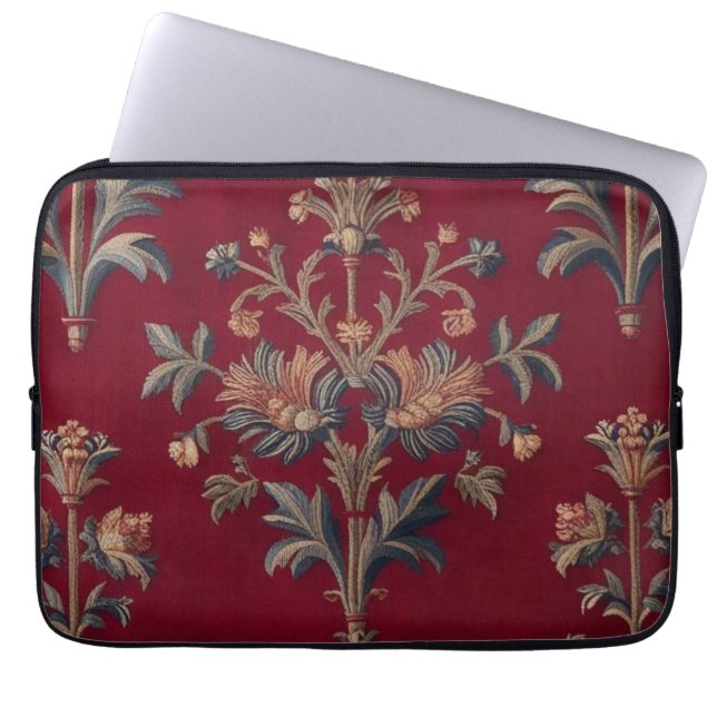 Capa Para Notebook Sac broderie medievale fleurie en rouge bordeaux (Frente)