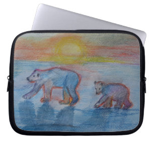 Capa Para Notebook Saca de Eletrónicos com Desenhos de Ursos Polares