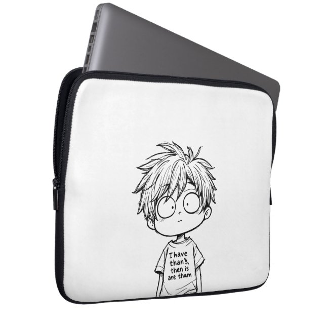 Capa Para Notebook Saca de Eletrônicos de Menino Anime Chibi Engraçad (Frente Esquerda)