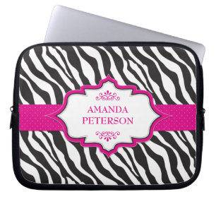 Capa Para Notebook Saco cor-de-rosa dos eletrônicos da fita da zebra