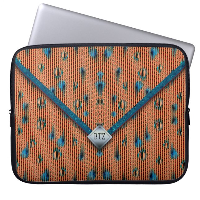 Capa Para Notebook Saco da embreagem de envelopes laranja e azul (Frente)